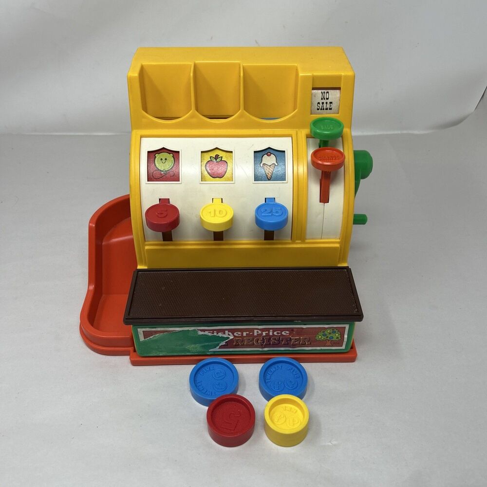 Fisher Price Vintage Cash Register 1974  - With 4 Coins Works 926